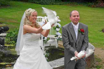 White wedding doves